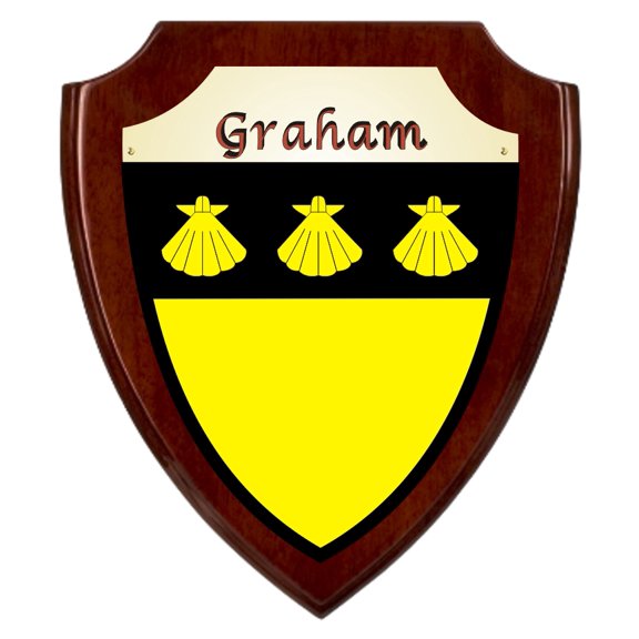 Graham Irish Coat of Arms Shield Plaque - Rosewood Finish