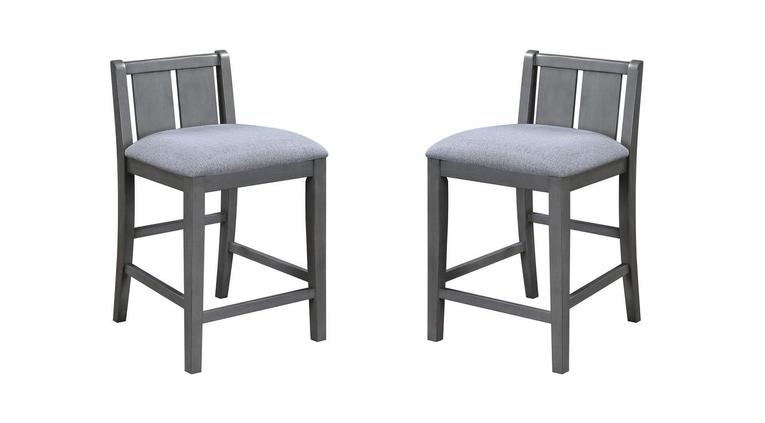 Graham Gray Upholstered Wood Low Back Counter Chairs, Set of 2