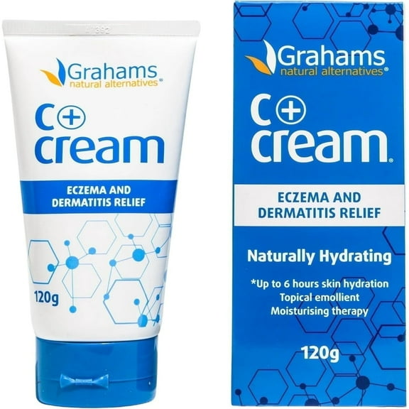 Grahams Natural C+ Eczema & Dermatitis Cream for Dry Skin & Itch Relief, Steroid-Free (4.23oz Tube)