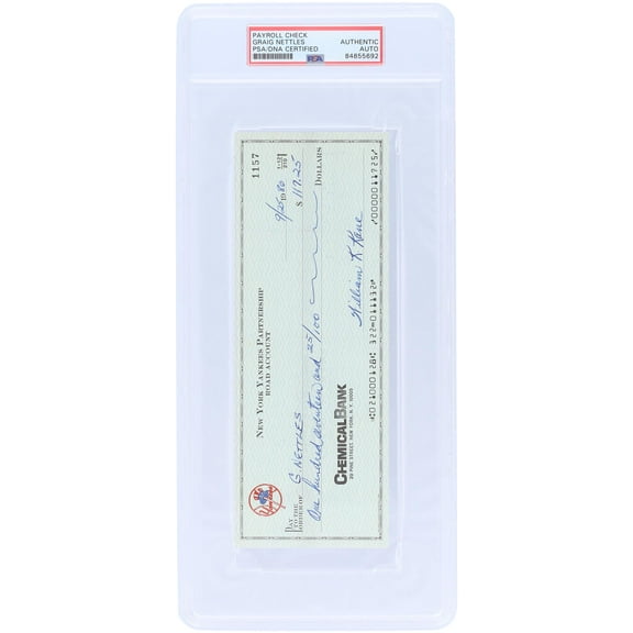 Graig Nettles New York Yankees Autographed Check from September 25, 1980 - PSA 84855692 - Fanatics Authentic Certified