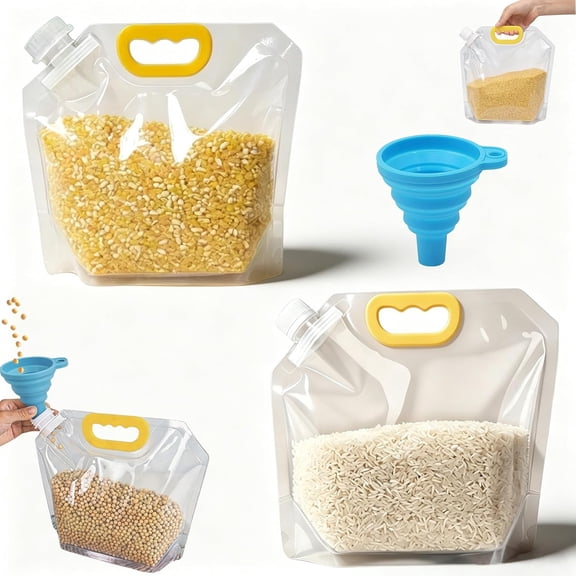 Grain Bags, Airtight Grain Storage Bags With Handle (2PC, 3.3, Pounds) | Reusable Rice Food Sealed Container, Moisture-Proof Dry Goods Sealing Stand-Up Leak Proof Prevent Liquid Spillage