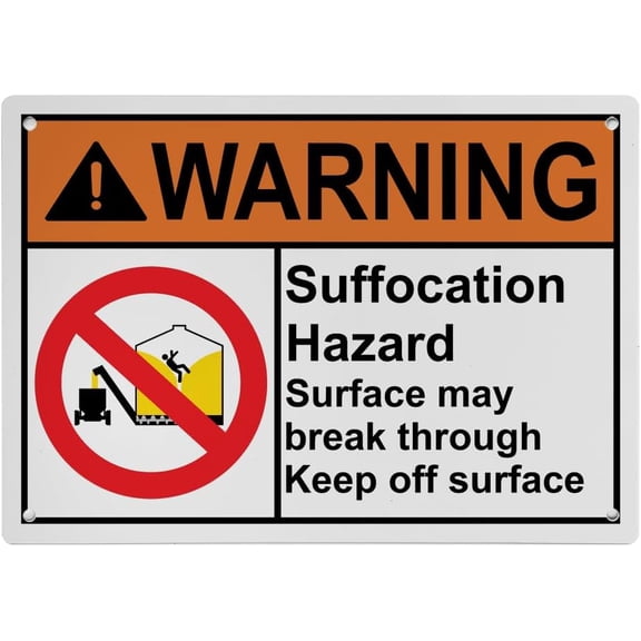 Grain Bin Silo Keep Off Surface Sign, Industrial Caution Danger Sign 8"x12" UV Resistant for Outdoor Agricultural Grain Site