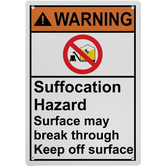 Grain Bin Silo Keep Off Surface Sign, Industrial Caution Warning Sign 8"x12" UV Resistant for Outdoor Agricultural Silo Zone
