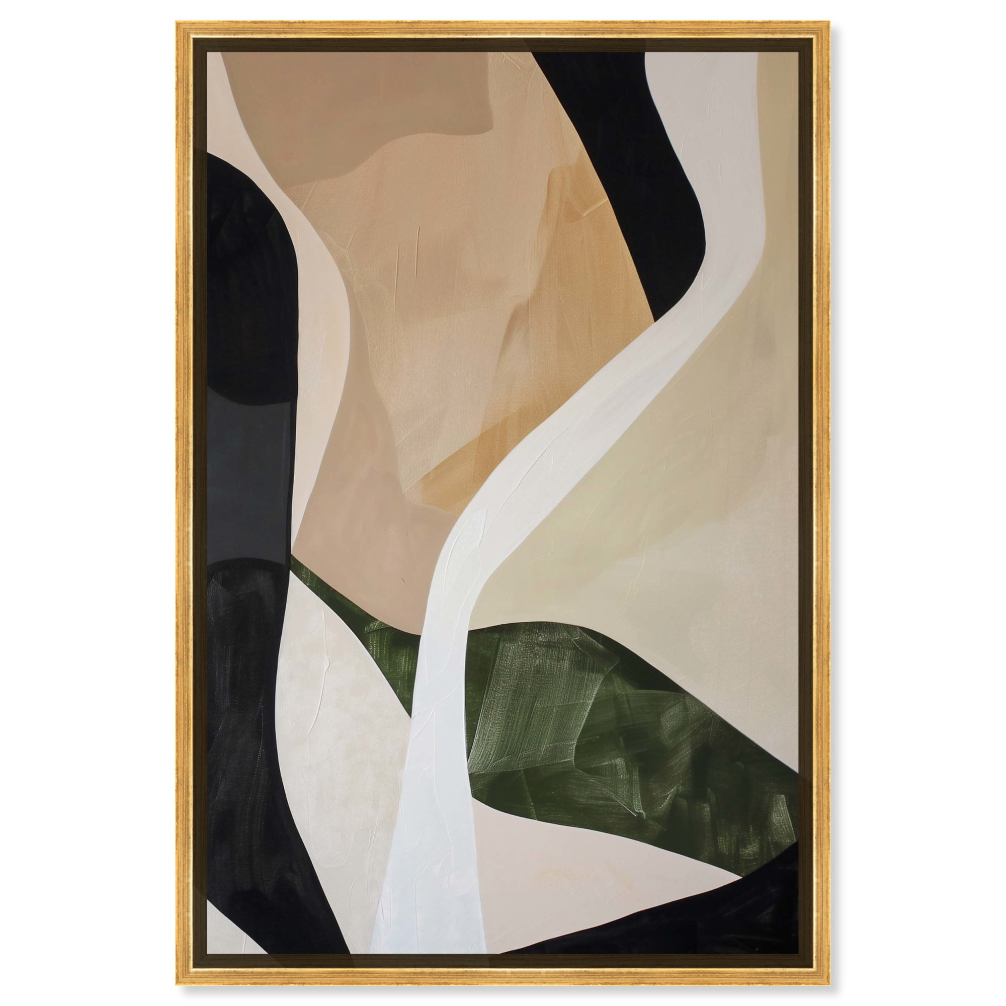 Large Abstract Canvas Wall Art with Gold Frame