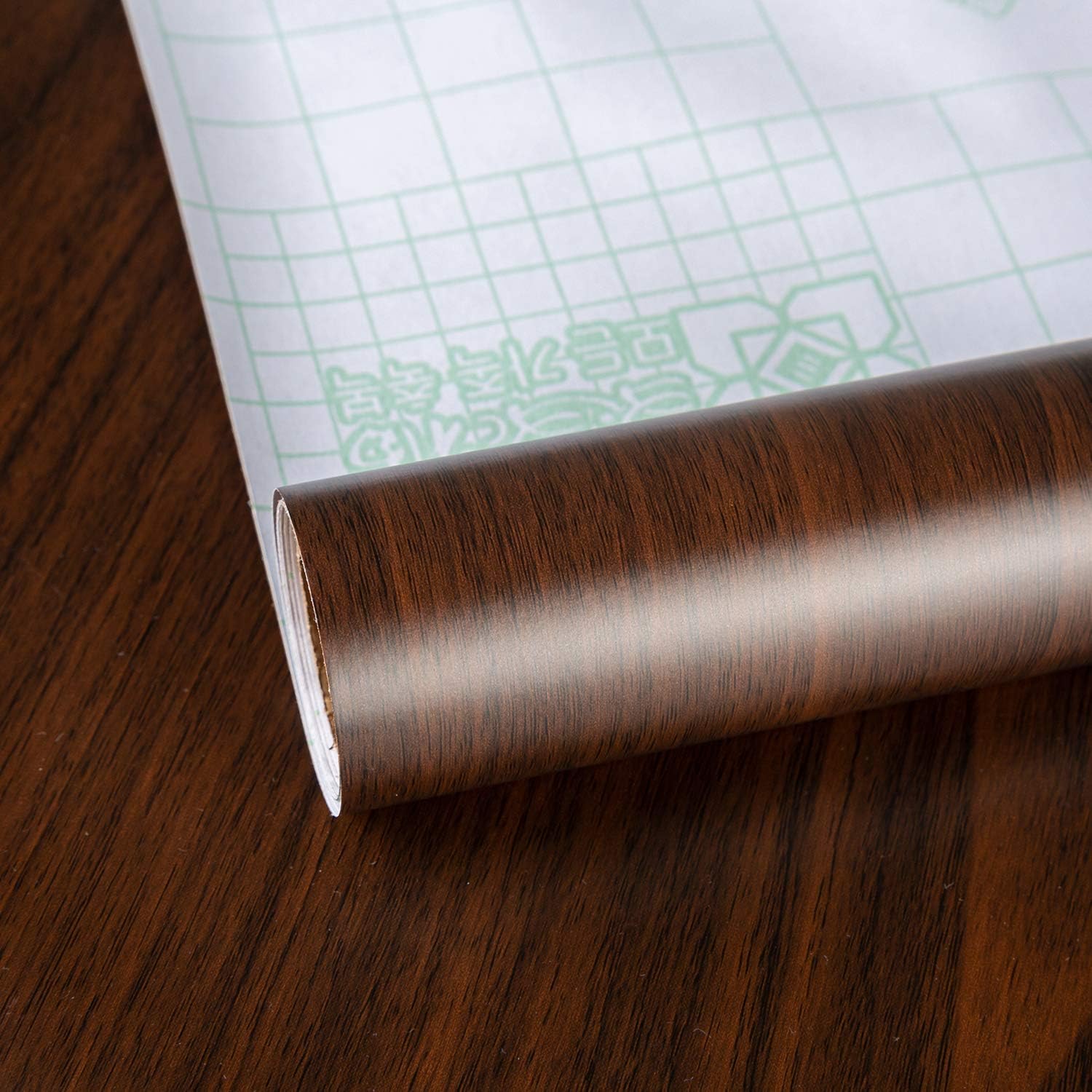 Grain Contact Paper Dark Brown Thick Texture Walnut Wallpaper Peel Look ...