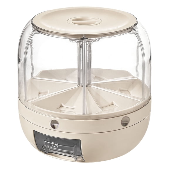 Grain Dispenser, 13 lbs Multi Candy Dispenser, Rotating Grain Distributor, 6-Grid Large Rice Storage Container for Storing Rice, Beans and Cat Food, Yellow