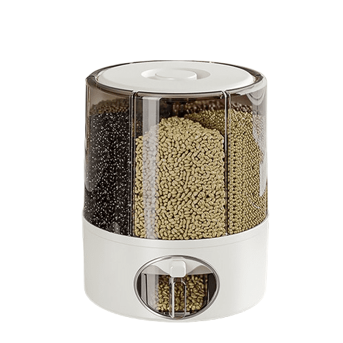 Grain Dispenser 360 Rotating 6-Grid Dry Food Dispenser Grain Container Storage