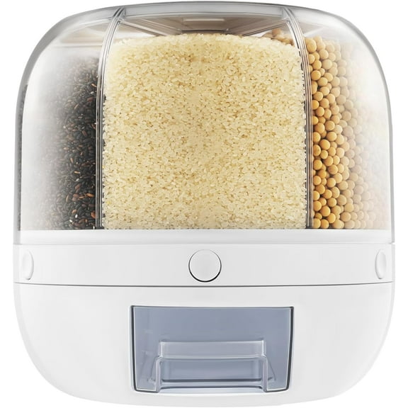 Grain Dispenser 6 Grid Cereal Storage Rack Rotating Containers with Cup for Rice Coffee Bean Flour360Rotation 