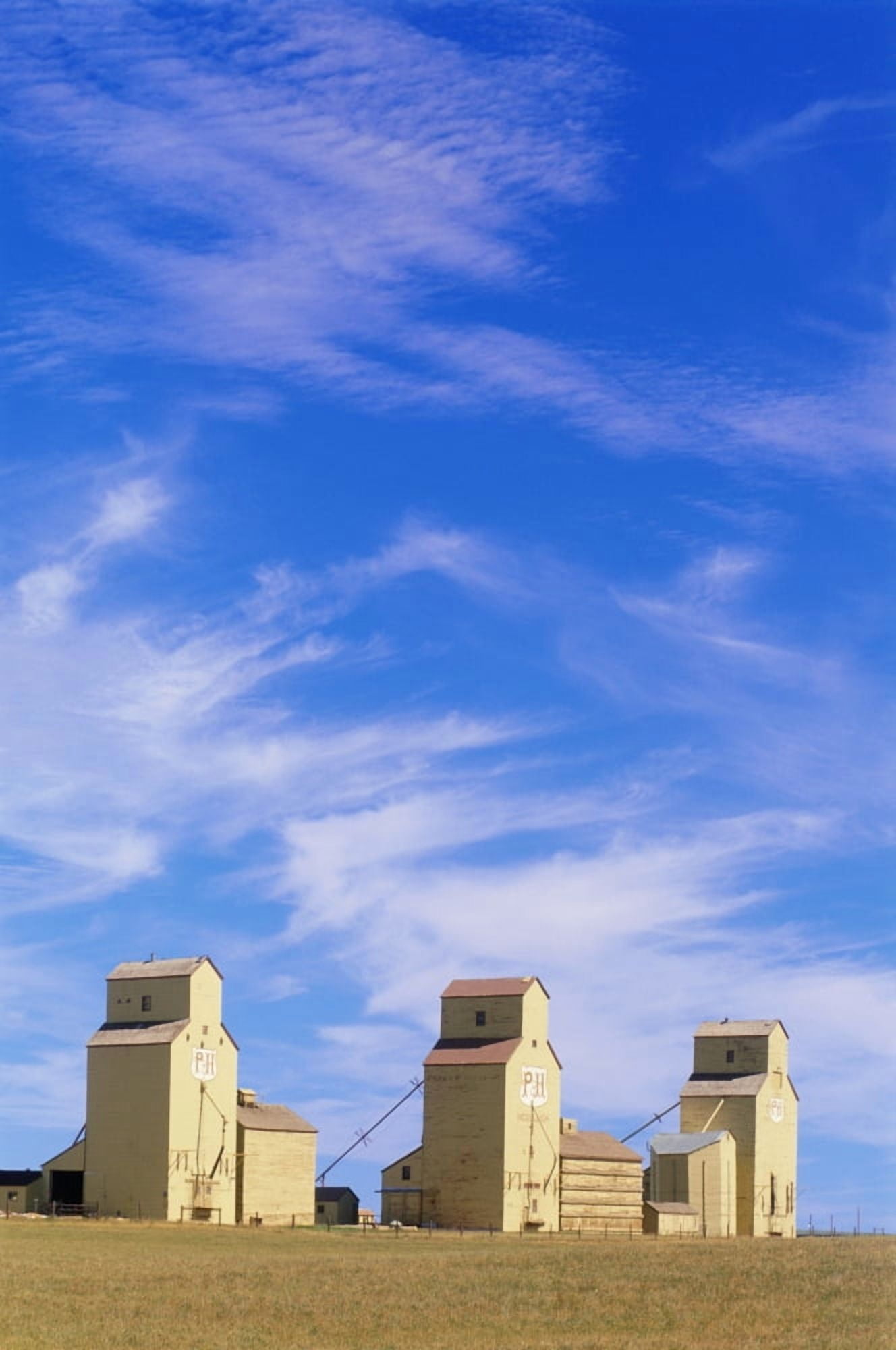 Grain Elevators Mossleigh Alberta Canvas Art - Mike Grandmaison  Design Pics (24 x 36)