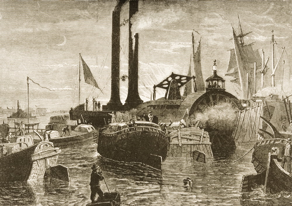 Grain Fleet In New York Harbour In 1870S From American Pictures Drawn With Pen And Pencil By Rev Samuel Manning Circa 1880 Canvas Art - Ken Welsh Design Pics (34 x 24)