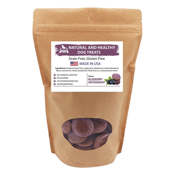 Grain Free Dog Treats Cookies 100% All Natural Gourmet USA Made 1LB, Blueberry