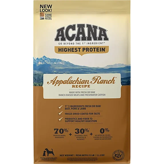 Grain Free, Highest Protein, Appalachian Ranch Dry Dog Food 25 lbs.