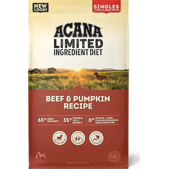 Grain Free, Singles Limited Ingredient, High Protein, Beef & Pumpkin Dry Dog Food 22.5 lbs.