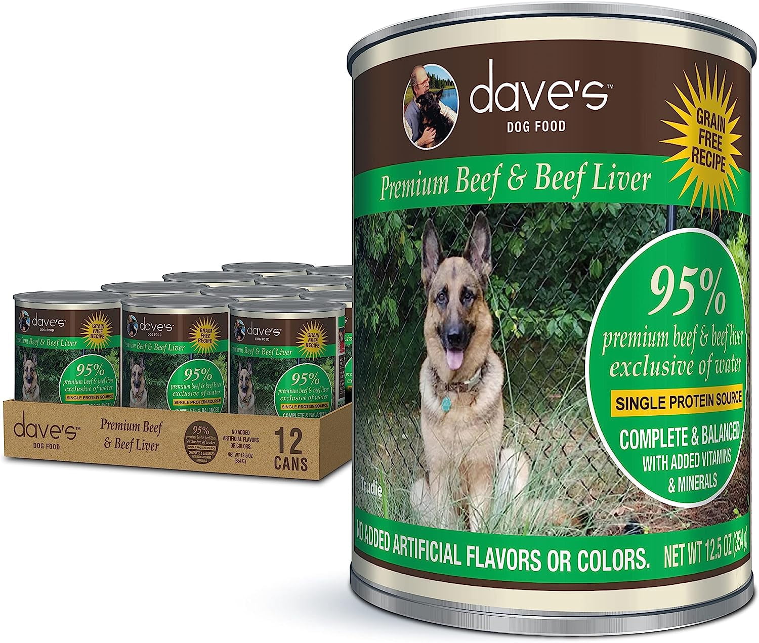Curated visual reference: Gallery Detail: Grain Free Wet Dog Food 95 Beef Beef Liver Made