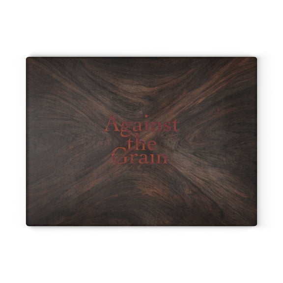 Against the Grain Glass Cutting Board, 11x15 Inch Tempered Glass Kitchen Board, Dark Wood Texture Design with Non-Slip Base, Durable Prep & Serving Surface