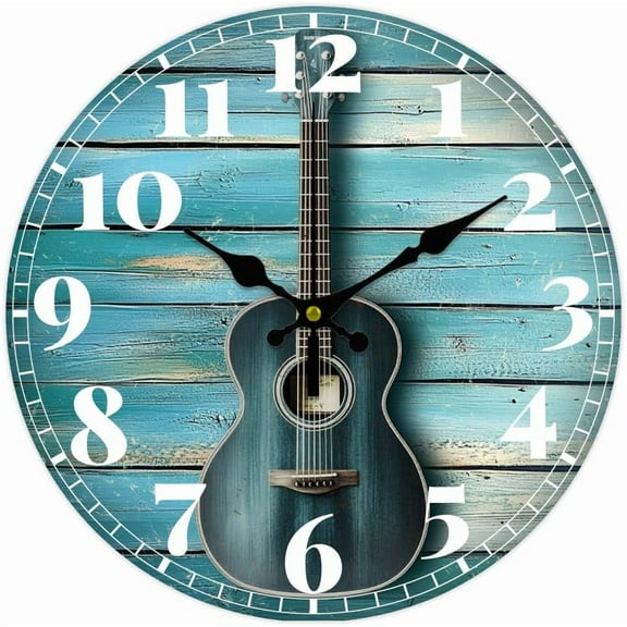 Grain Guitar Wall Clock 12 Inch Battery Operated Wall Clock Non Ticking Silent Decorative Clock for Living Room Office Bedroom Home Decor Colorful for diy making