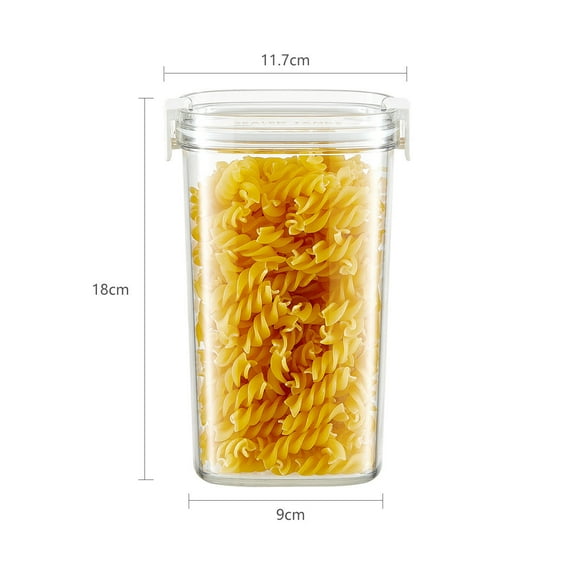 Grain Jar Storage Container - Transparent Plastic, Double Sealed Lid, Stackable Kitchen Organizer, Dry Food Pantry Canister