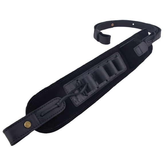 Grain Leather Ammo Holder Shotgun Sling Adjustable Hunting Shoulder Strap 12 Gauge