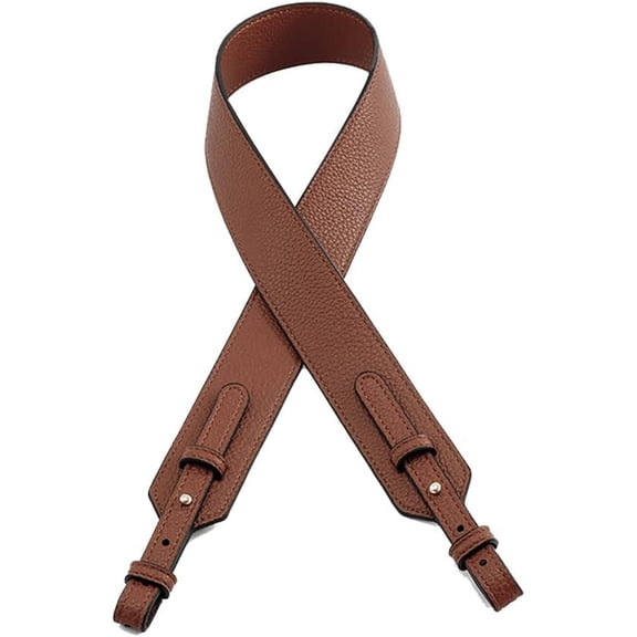 Grain Leather Purse Strap Adjustable Crossbody Replacement Straps for Handbags Monk Head Screws Detachable Gold Clasps Short Brown