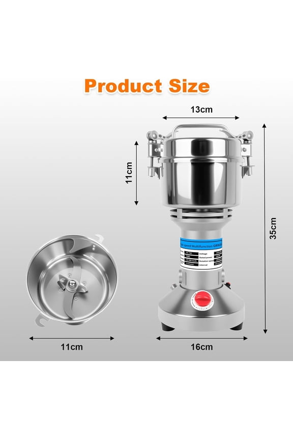 Grain Mill, 750g Electric Flour Grinder for Home with Fine Control, Stainless Steel Wheat & Herb Processor
