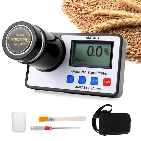 Grain Moisture Meter Smart Grain Moisture Tester for 19 Grains Moisture Testing Wheat Maize Corn Rice Soybean Sorghum Rapeseed Peanut Coffee Cocoa Bean Flaxseed Parchment Coffee Almonds AMT155