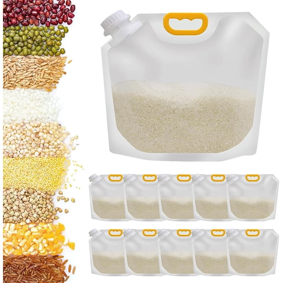 Grain Moisture-proof Sealed Bag,Cereal Containers Storage,Happon 10 Pack Transparent Food Storage Containers with Lids,Rice Packaging Bags for Home Kitchen (2.5L Bag with 2.2cm Mouth)