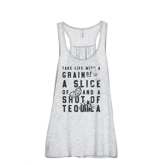Grain Of Salt Slice Of Lime Shot Of Tequila Women's Fashion Sleeveless Flowy Racerback Workout Yoga Tank Top Sport Grey Mediu