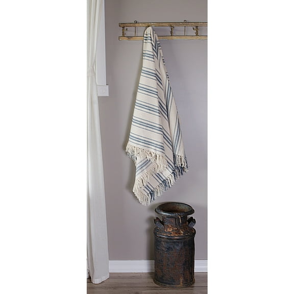 Grain Sack Stripe Colonial Blue Afghan - Home Collections by Raghu