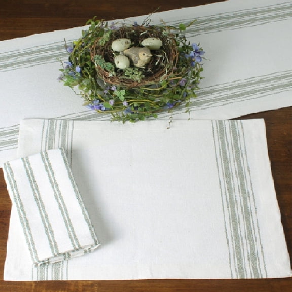 Grain Sack Stripe Sage Placemats - Set of 6 - Home Collections by Raghu