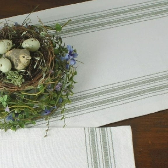 Grain Sack Stripe Sage Table Runner - 14x45 - Home Collections by Raghu