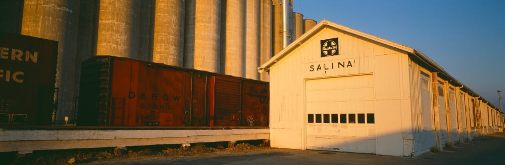 Grain Silo Railroad Station Salina Kansas Canvas Art - Panoramic Images (36 x 12)
