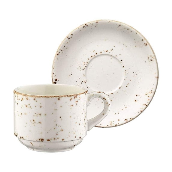 Grain Stacking 3 oz. Espresso Cup+Saucer Set for 2