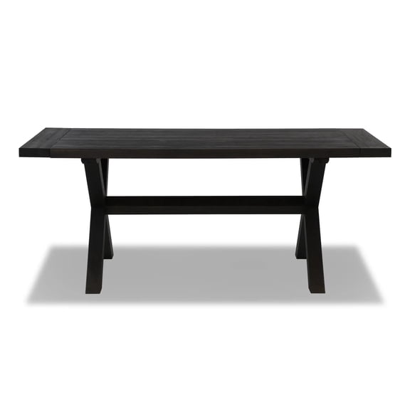 Grain Wood Furniture Cascais 72" Rectangular Table with Trestle Base in Black Oak Top and Base