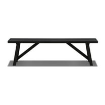 Grain Wood Furniture Cascais Solid Wood Bench with Farmhouse Base in Black Oak Top and Base