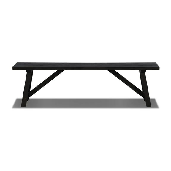 Grain Wood Furniture Cascais Solid Wood Bench with Farmhouse Base in Black Oak Top and Base