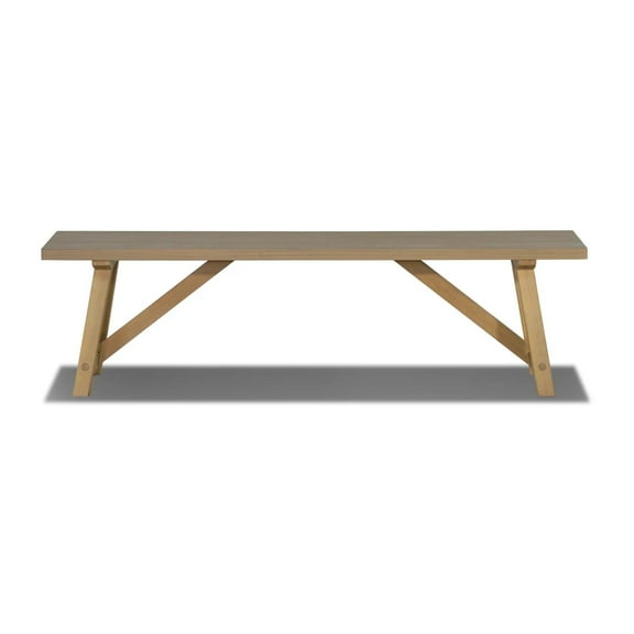 Grain Wood Furniture Cascais Solid Wood Bench with Farmhouse Base in Blonde Oak Top and Base