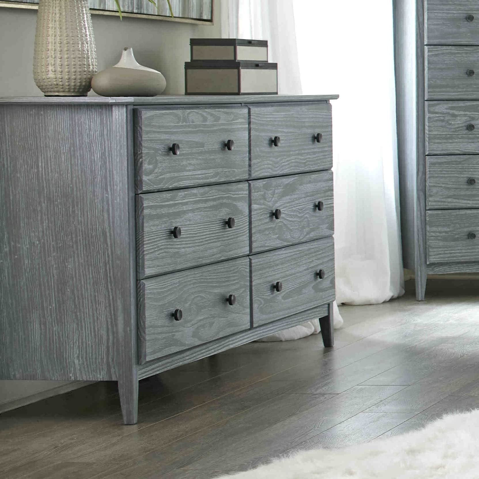 Grain Wood Furniture Greenport 6-Drawer Bedroom Dresser, Solid Wood with a  Brushed Grey Finish - Walmart.com
