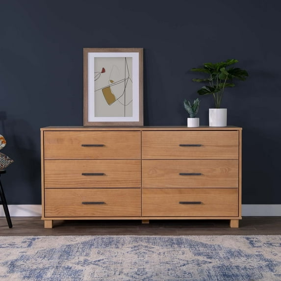Grain Wood Furniture Loft 6-Drawer Dresser, Solid Wood with Acacia Finish