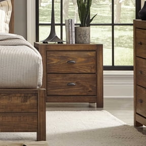 Grain Wood Furniture Montauk 2-Drawer Nightstand, Rustic Walnut