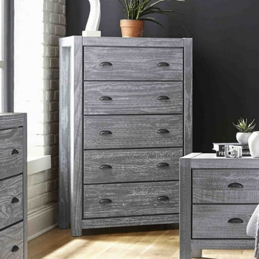 Grain Wood Furniture Montauk 5-Drawer Chest, Rustic Grey