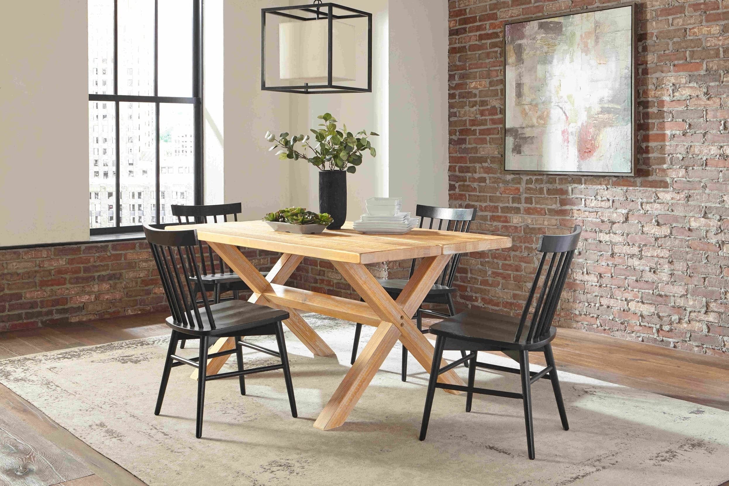Montauk Driftwood 63" Solid Pine Farmhouse Dining Table