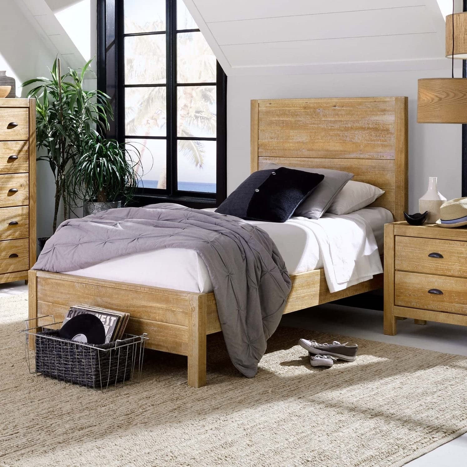 Montauk Driftwood Solid Pine Twin Bed with Headboard