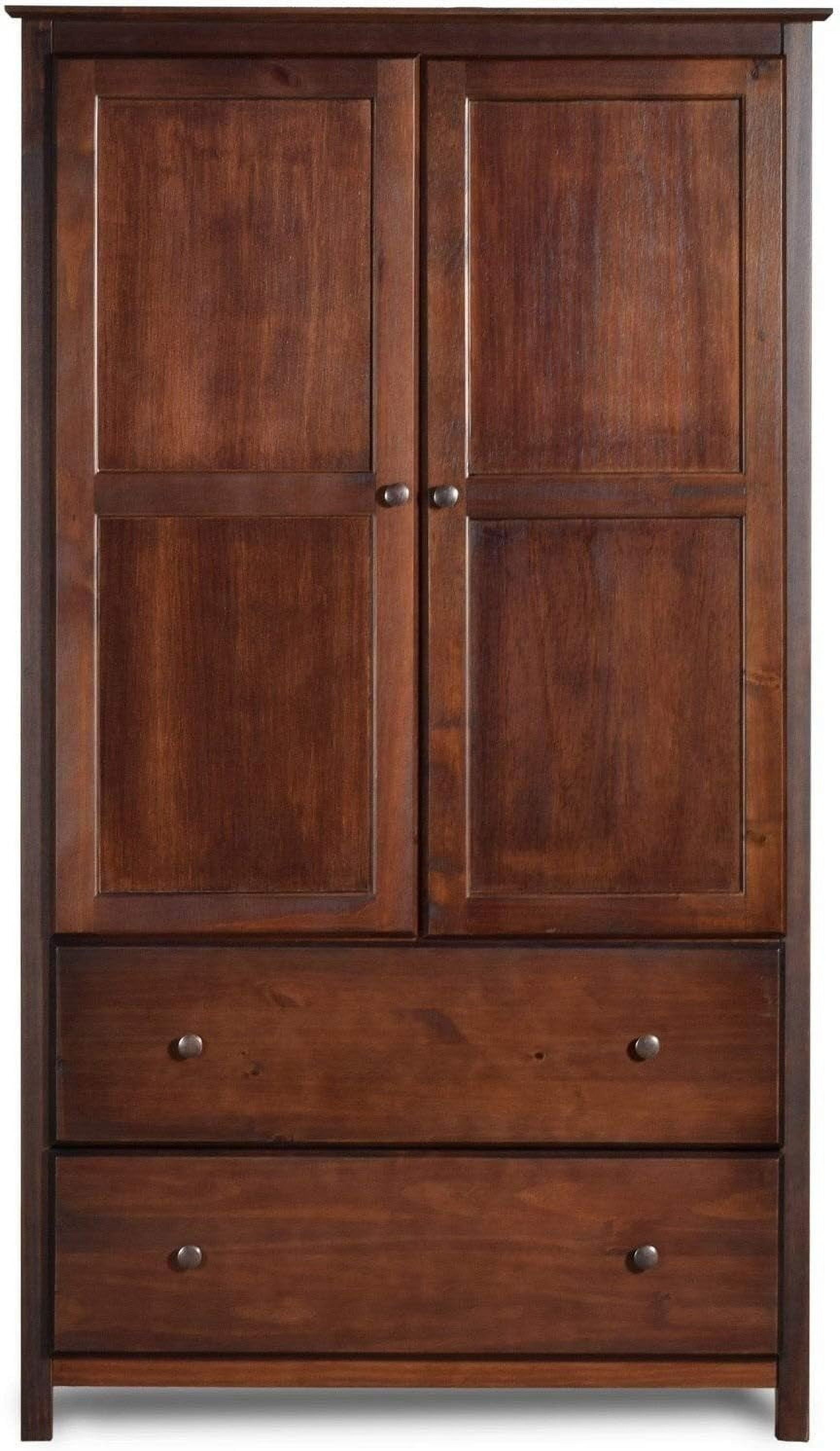 Grain Wood Furniture Shaker 2Door Wardrobe, Solid Wood with Cherry