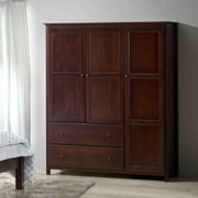 Grain Wood Furniture Shaker 3-Door Armoire, Solid Wood with a Cherry Finish