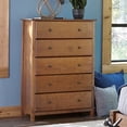 thumbnail image 1 of Grain Wood Furniture Shaker 5-Drawer Solid Wood Chest with a Walnut Finish, 1 of 7