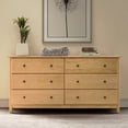 thumbnail image 1 of Grain Wood Furniture Shaker 6 Drawer Dresser Solid Pine Wood Natural, 1 of 6