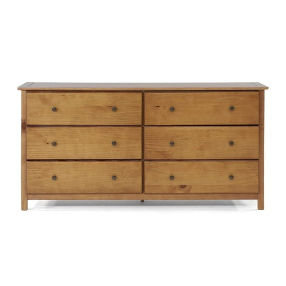 Grain Wood Furniture Shaker 6-Drawer Dresser, Solid Wood with a Walnut Finish