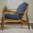 thumbnail image 1 of Grain Wood Furniture Solid Wood Mid Century Lounge Chair with Indigo Blue Cushions, 1 of 6