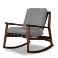 thumbnail image 1 of Grain Wood Furniture Solid Wood Mid Century Rocking Chair with Stone Gray Cushions, 1 of 6