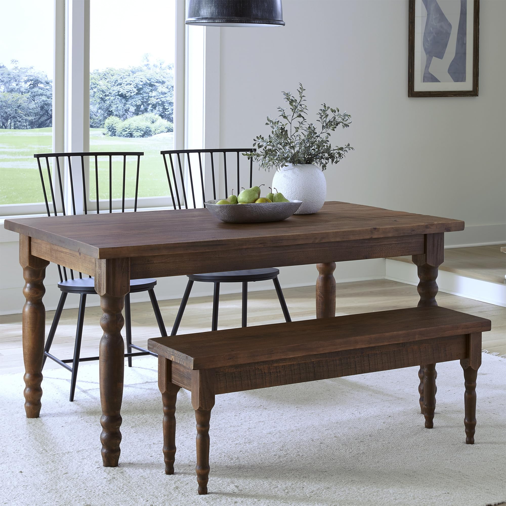 Grain Wood Furniture Valerie Original Solid Wood 63" Dining Table, Rustic Walnut